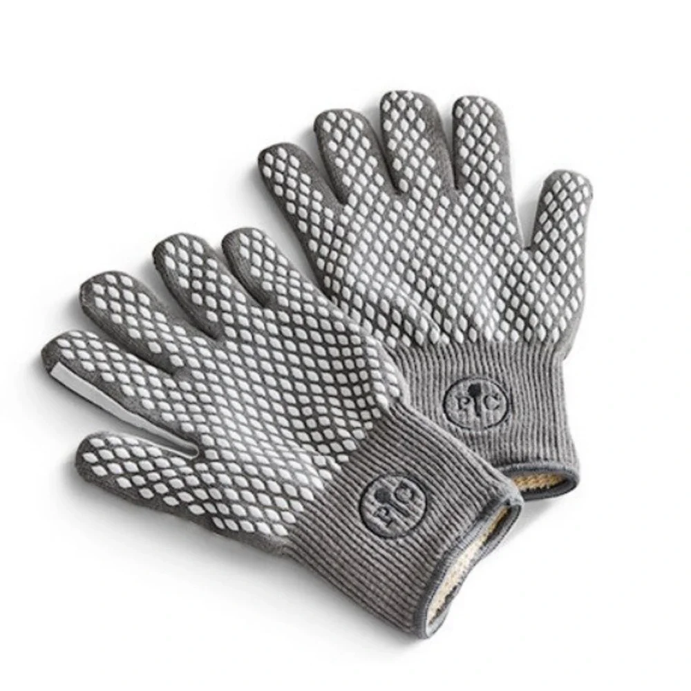 Pampered Chef Oven Mitts Set Gray Silicone Honeycomb Heat Resistant Gloves NWT